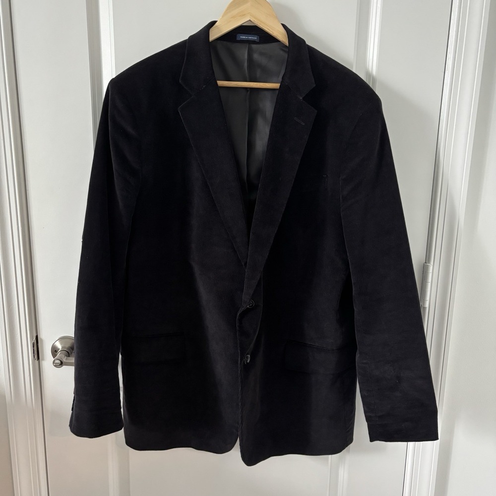 Stafford | Black Corduroy Blazer Elbow Patches Classic Fit Size 48R